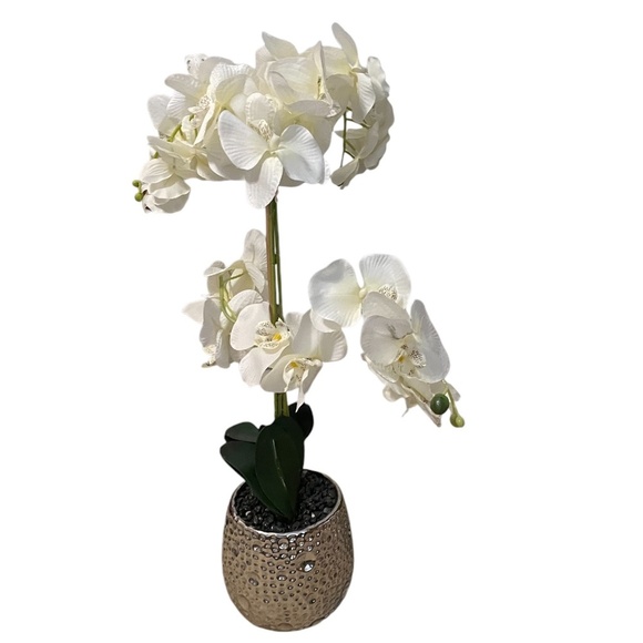 Artificial Orchid Flower Blooms, White, Includes Durable Metal Pot‎ - Picture 5 of 7